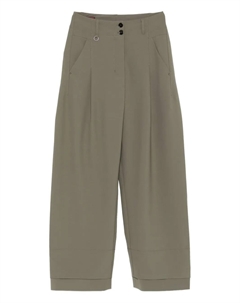 Брюки со складками, зеленый High