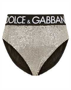 Трусы-брифы с завышенной талией и кристаллами, черный Dolce&gabbana