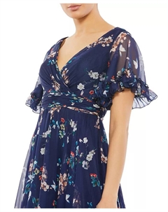Женское платье макси Ieena с воланами на рукавах и цветочным принтом, синий Mac duggal