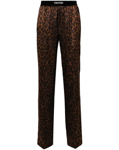 Брюки TOMFORD TRS TRCK PNTS ELSTC LOGO SLK LEOPARD PRNT SATIN, коричневый Tom ford