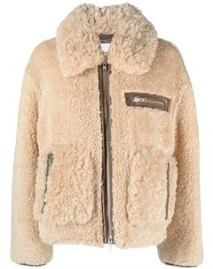 Шуба из шерпы на молнии, нейтральный Stand studio