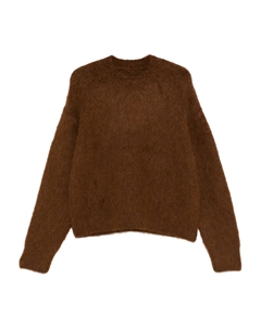Пушистый свитер с круглым вырезом, коричневый Uma wang