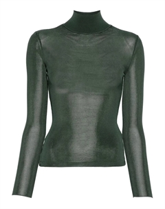 Ребристый топ с высоким воротом, зеленый Self-portrait