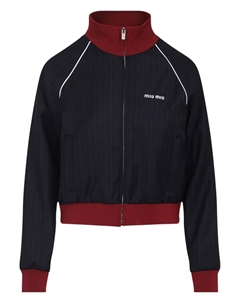 Шерстяная куртка в тонкую полоску, синий Miu miu