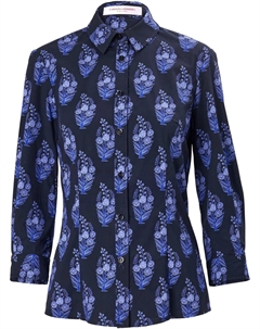 Рубашка с баской и цветочным принтом, синий Carolina herrera