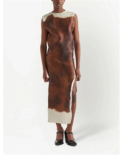 Платье макси с принтом, коричневый Prada