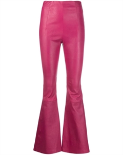 Расклешенные кожаные брюки с завышенной талией, розовый Amiri