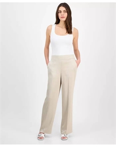 Женские брюки на резинке с высокой посадкой и широкими штанинами из плиссированного сатина, белый Anne klein