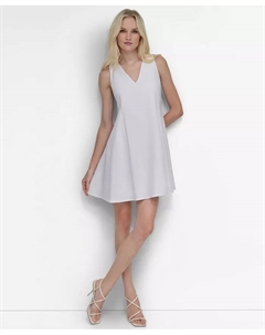 Женское платье-трапеция с V-образным вырезом без рукавов, коричневый/бежевый Dkny