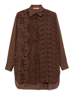 Рубашка с английской вышивкой, коричневый Ermanno scervino