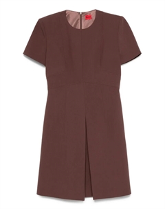 Плиссированное платье с короткими рукавами, коричневый Hugo