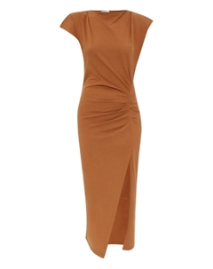 Драпированное платье миди Nadela с разрезом, коричневый Isabel marant