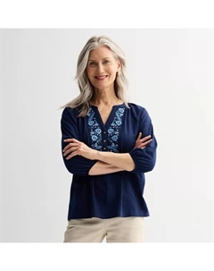 Женская вышитая кофточка-хенли, цвет seattle navy Croft & barrow