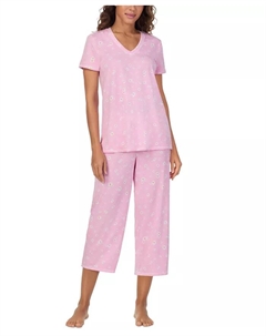 Женский укороченный комплект пижамы с коротким рукавом (2 предмета), синий Cuddl duds