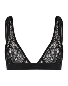 Кружевной бюстгальтер с вышитым логотипом, черный Dsquared2