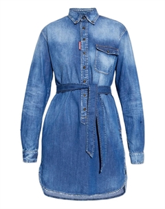 Мини-платье из денима с застежкой на пуговицы, синий Dsquared2