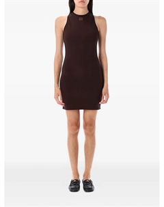 Платье без рукавов с перекрестными швами на спине, коричневый Miu miu