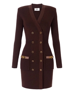 Двубортное платье мини, коричневый Elisabetta franchi