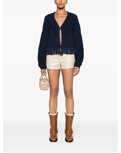 Кардиган фактурной вязки с бахромой, синий Twinset