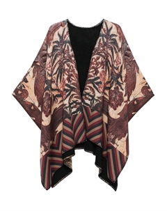 Шерстяное пончо с принтом, коричневый Pierre-louis mascia