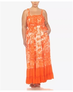 Платье макси с рюшами и сборкой Plus Size, оранжевый White mark