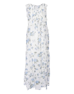 Платье с оборками и цветочным принтом, белый Ermanno scervino