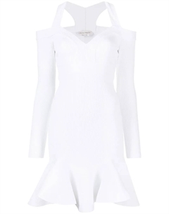 Трикотажное платье мини с V-образным вырезом, белый Alexander mcqueen