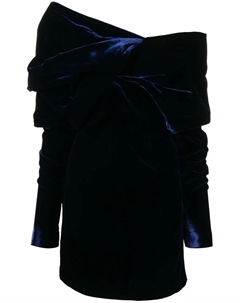 Бархатное платье мини со сборками, синий Tom ford