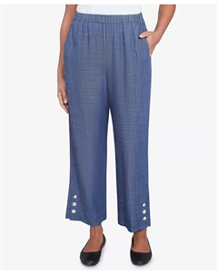 Женские летние брюки Solstice Relaxed с пуговицами на щиколотке, синий Alfred dunner
