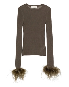 Футболка с длинными рукавами и перьями, зеленый Blumarine