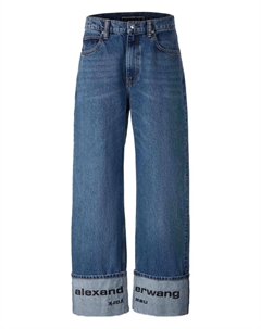 Джинсы с манжетами и логотипом, синий Alexander wang