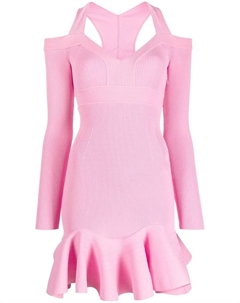 Трикотажное платье мини с V-образным вырезом, розовый Alexander mcqueen
