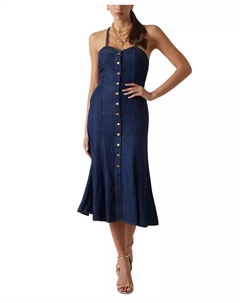 Женское демисезонное платье миди Edna на пуговицах, синий Guess