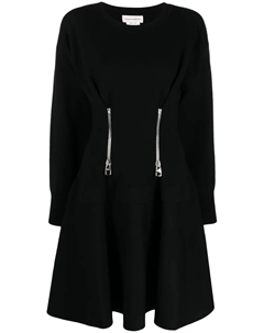 Расклешенное платье с молниями, черный Alexander mcqueen