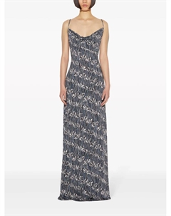 Длинное платье с принтом Fiori Di Loto, черный Pucci