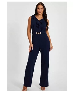 Женский комбинезон Palazzo с рюшами и пряжкой, синий Quiz