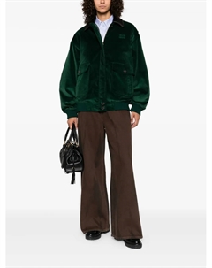 Куртка с кожаным воротником, зеленый Miu miu