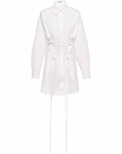 Платье-рубашка со шнуровкой, белый Prada