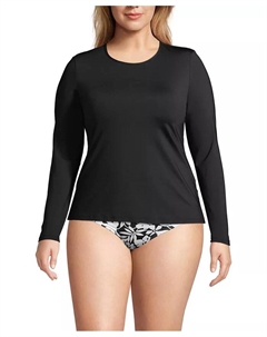 Пляжная рубашка с длинным рукавом Plus Size SunShade UPF 50, черный Lands' end