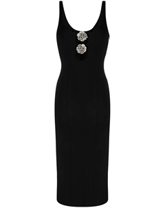 Платье с цветочной аппликацией и эффектом металлик, черный Blumarine