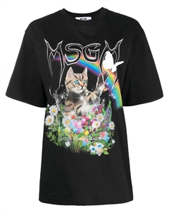 Футболка с графичным принтом и логотипом, черный Msgm