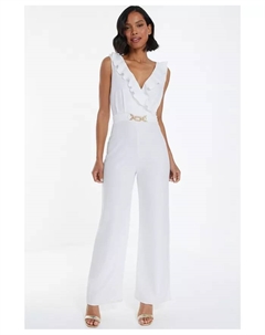 Женский комбинезон Palazzo с рюшами и пряжкой, белый Quiz