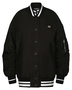 Бомбер с отделкой в полоску, черный Dolce&gabbana