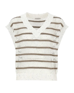 Топ без рукавов с пайетками, белый Brunello cucinelli