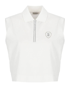 Топ на молнии с логотипом, белый Brunello cucinelli