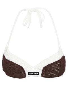 Бюстгальтер-бралетт в технике кроше, коричневый Miu miu