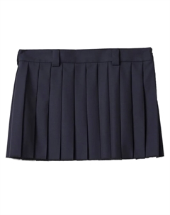 Шерстяная юбка мини со складками, синий Miu miu