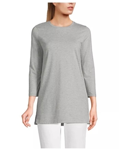 Женская удлиненная туника из хлопка Supima с рукавом 3/4, серый Lands' end