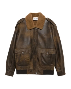 Кожаный бомбер, коричневый Miu miu