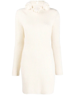 Шерстяное платье мини с высоким воротником, нейтральный Blumarine